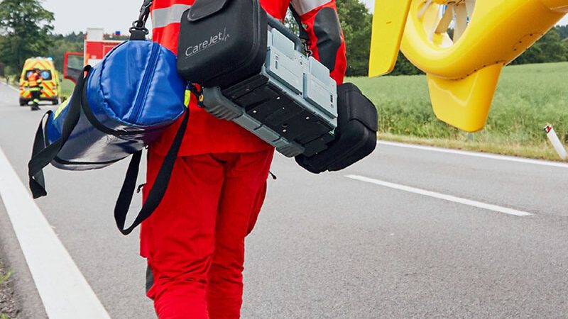 CareJet medical staff with emergency equipment